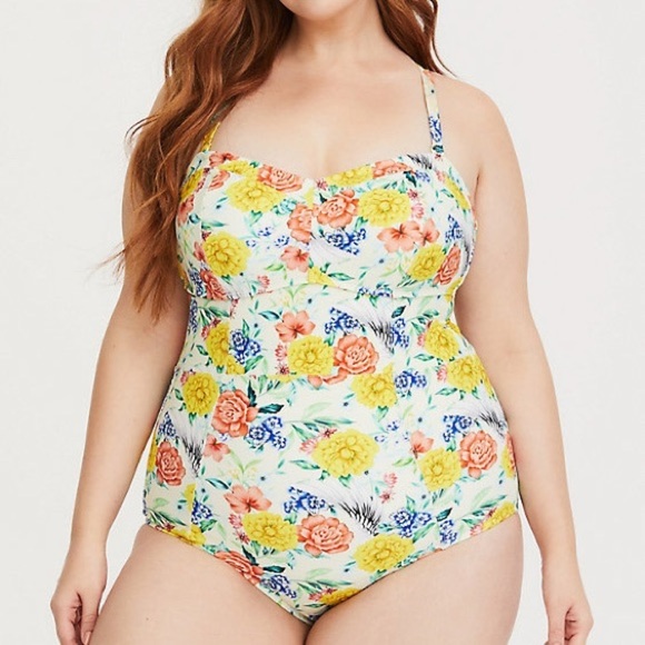 Torrid Floral Wings One Piece Bathing Suit, 1X. - Picture 7 of 10